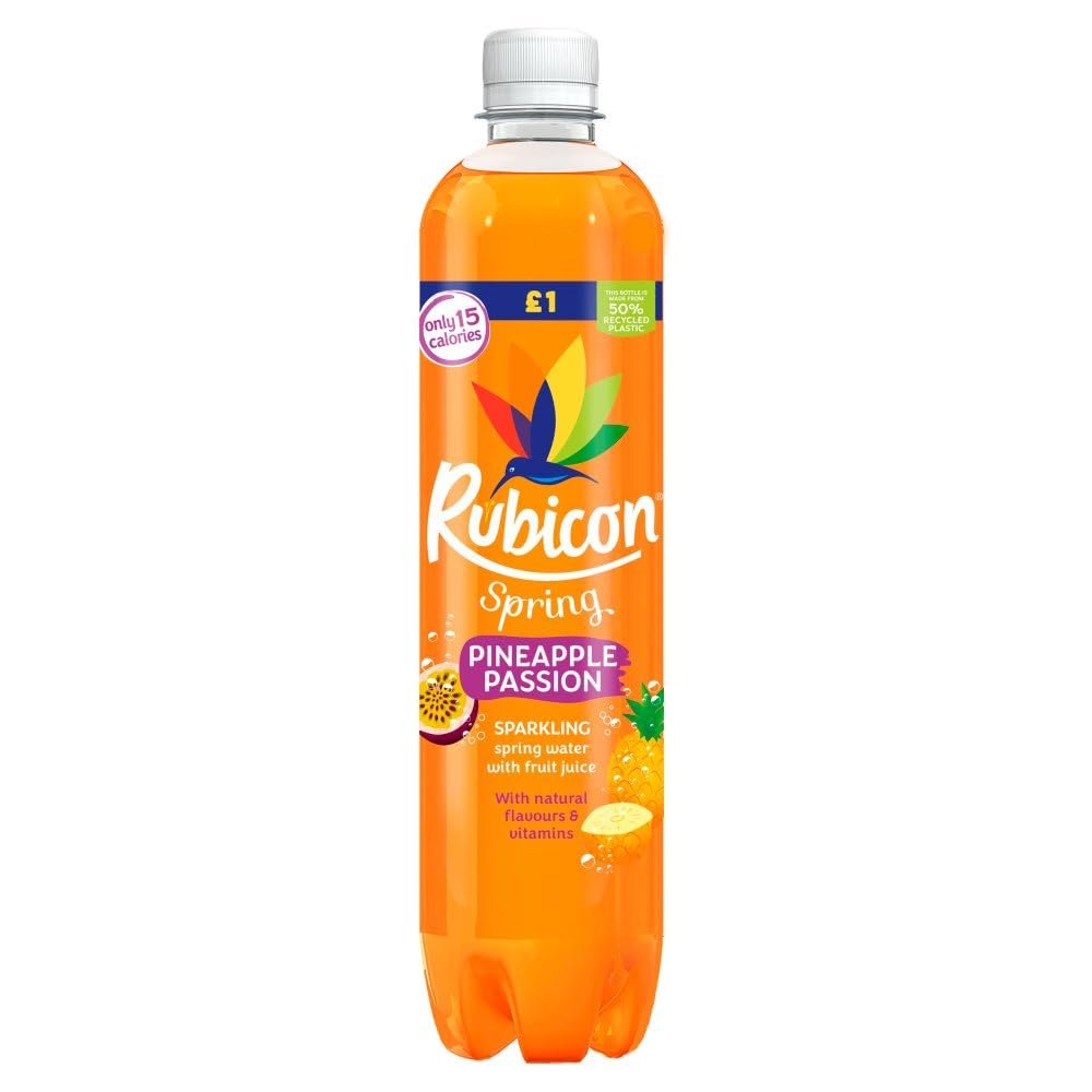 Rubiconn Spring Orange Mango, Black Cherry Raspberry & Pineapple Passion 500ml - Sparkling Spring Water with Fruit Juice | VIMIX (06 Bottles, Pineapple Passion)