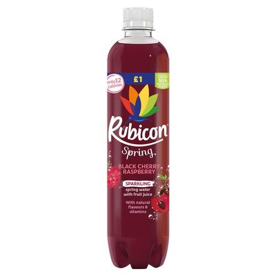Rubiconn Spring Orange Mango, Black Cherry Raspberry & Pineapple Passion 500ml - Sparkling Spring Water with Fruit Juice | VIMIX (12 Bottles, Black Cherry Raspberry)