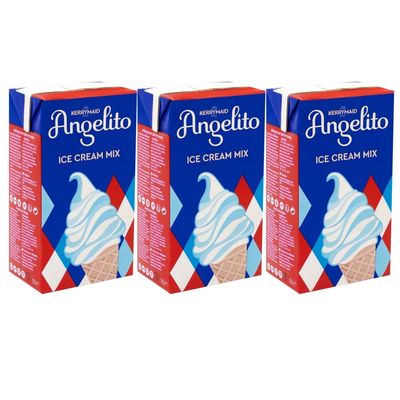 Kerrymaid 3 x 1L Angelito Ice Cream Mix With Welari Thank You Card Skimmed Milk Instant Ready To Chill Vegeterian Gluten FREE Dairy Sundea Mousse Dessert Shakes (3L) (3pack)