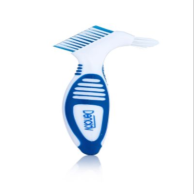 Denclov Denture Brush with Soft Bristles, Easy Grip Handle & Dual Angled Brush Heads for Cleaning Dentures | Retainer Brush for Cleaning Retainers