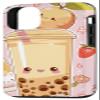 iPhone 15 Smiling Bubble Tea Kawaii Boba Floral Fruits Pattern Pastel Case view 2