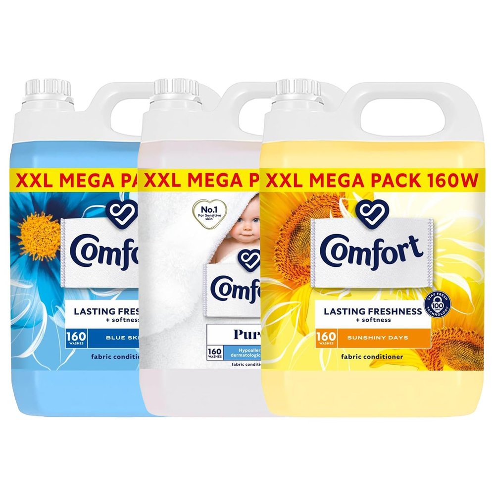 Pick and Mix Any 2 Comfort XXL Mega Pack Fabric Conditioner with 100 Days of Long-Lasting Fragrance and Softness Intense Liquid Fabric Softener 160 Washes, 5L