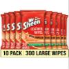 Mr Sheen Leather Wipes with Lanolin  10 Packs of 30 (300 Wipes Total), Cleans and Conditions Leather Surfaces, Suitable for Jackets, Sofas, Car Seats, Resealable Packs for Everyday Maintenance view 1
