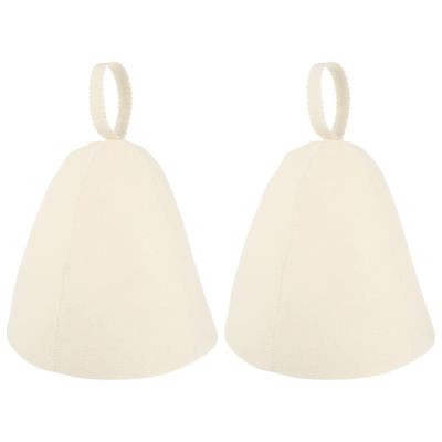 FUNOMOCYA 2pcs Thickened White Felt Sauna Hat Sauna Head Protection Cover Comfy Dry Steam Room Cap for Bathroom Spa and Bathing