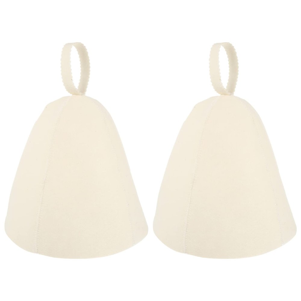 FUNOMOCYA 2pcs Thickened White Felt Sauna Hat Sauna Head Protection Cover Comfy Dry Steam Room Cap for Bathroom Spa and Bathing