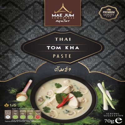 Authentic Tom Kha Paste by Mae Jum | 3 pack x 70g | Tom Kha Gai | Fragrant Soup | Up to 6 Servings per Pack | 100% Natural | Vegan Paste | Gluten Free