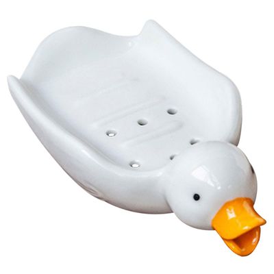 Zerodeko Cute Cartoon Animal Soap Box Bathroom Creative Pottery Water Drain Soap Rack Dish for Kitchen Sink Slotted Draining Rack