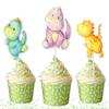 10 Pcs Dino Cupcake Toppers - Adorable Prehistoric Decor for Baby Shower or Birthday Party, Fun Dinosaur Cake Accents view 1