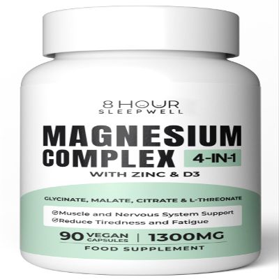 Magnesium Glycinate with Zinc & Vitamin D3 | 4 in 1 Complex | 1300mg Magnesium Supplements (Bisglycinate, Citrate, Malate & L-Threonate) | 90 Vegan, Gluten-Free Capsules | High-Strength & Absorption