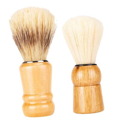 Ipetboom 2pcs Wood Handle Shaving Brush Beard Brush with Boar Bristles for Men Shaving Accessories Salon Use Gift for Fathers Day