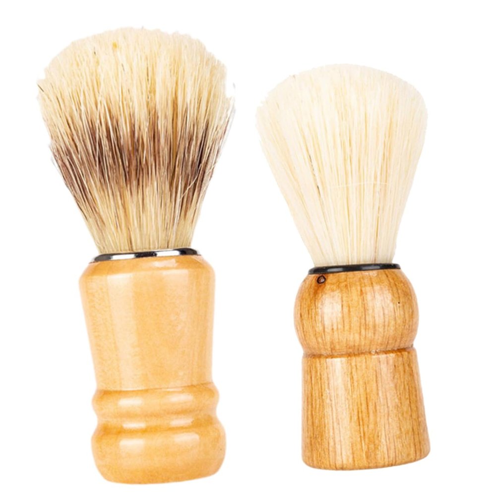Ipetboom 2pcs Wood Handle Shaving Brush Beard Brush with Boar Bristles for Men Shaving Accessories Salon Use Gift for Fathers Day