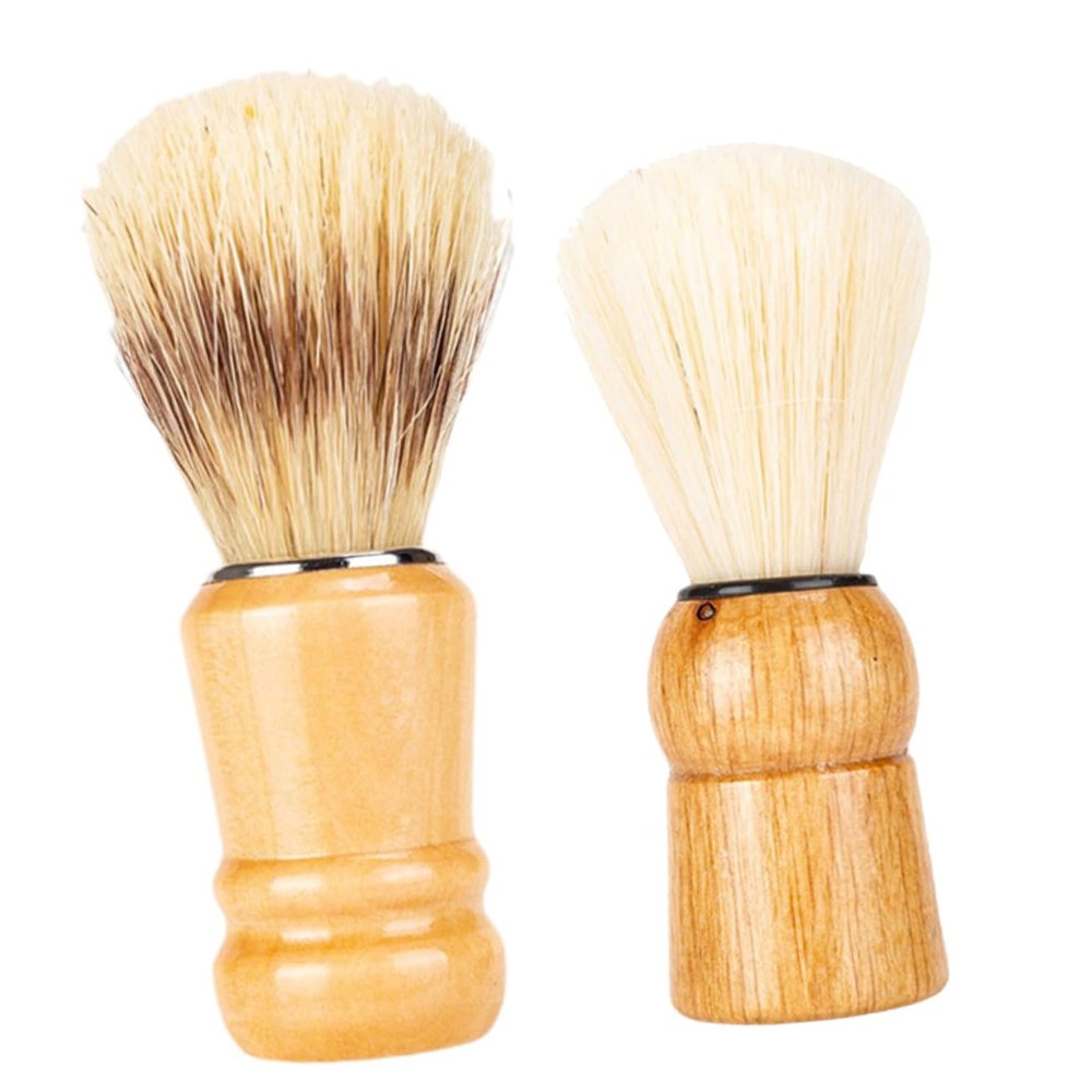 DOITOOL Shaving Brush Set for Men 2pcs Wooden Handle Beard Brush Premium Nylon Bristles Suitable for Home and Hair Salon Use