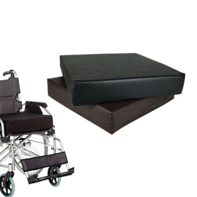 FOAMHAVEN Wheelchair Cushion Memory Foam Seat Pad Faux Leather Extra Tailbone Support Pressure Sore Relief for Office Chairs, Car Seat, Mobility Scooters Zipped Cover (Black, 18" x 18" x 2")