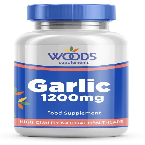 Woods Supplements - Garlic 1200mg 180x Tablets. Cold Processed High Strength Allicin Garlic Supplement for Adults. Supports Heart Health, Immune System & Blood Circulation