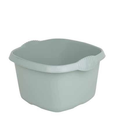 9 Litre Capacity - 32cm Square Washing Up Bowl with Integral Handle for Kitchen Sink, Basin Mixing High Gloss Chic Finish Plastic Multiuse Washing Up Bowl Tidy Organiser Household (Silver Sage)