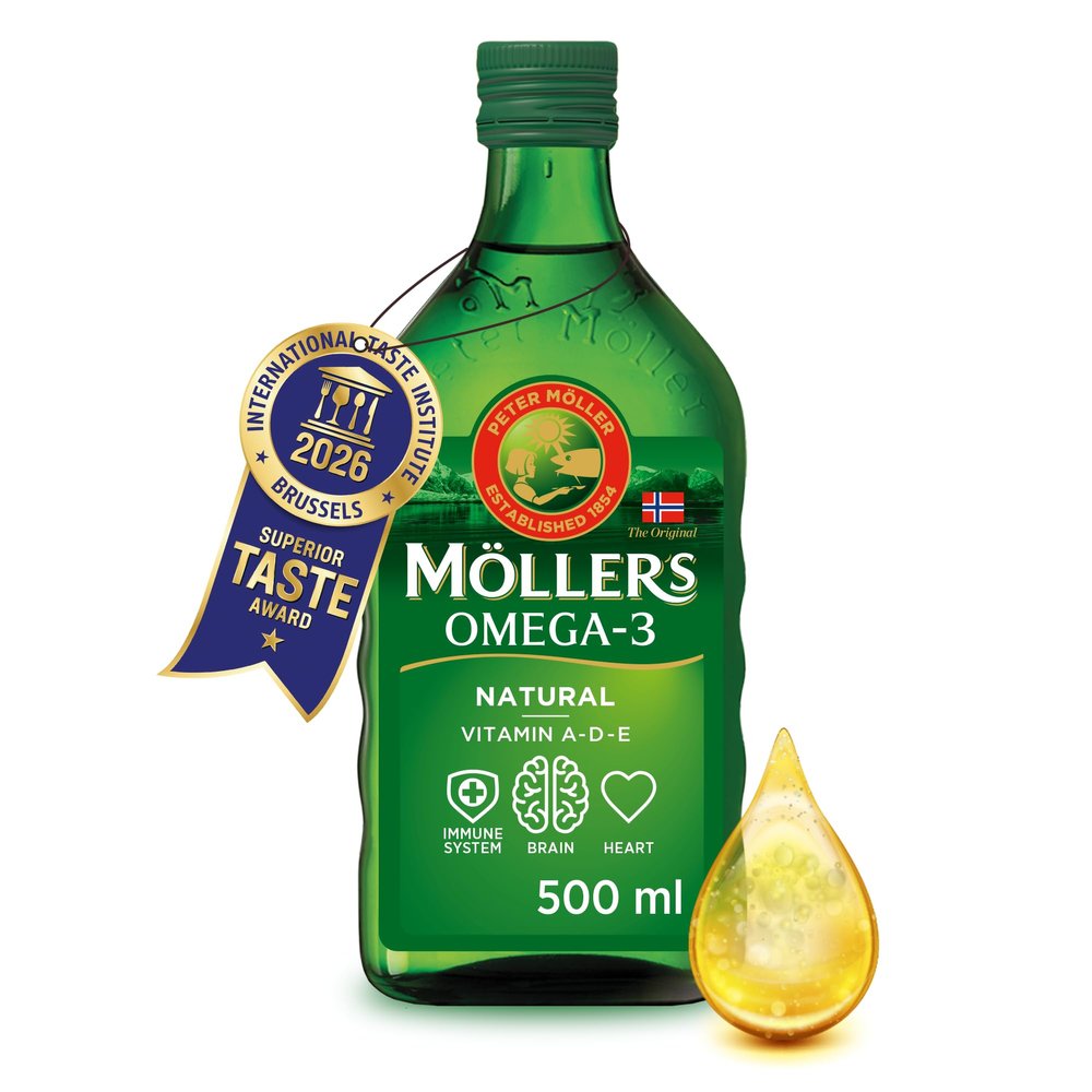 Mollers | Omega 3 Cod Liver Oil | Omega-3 Dietary Supplements with EPA, DHA, Vitamin A, D and E | Superior Taste Award | Pure & Natural cod Liver Oil | 166 Year Old Brand | Neutral | 500 ml