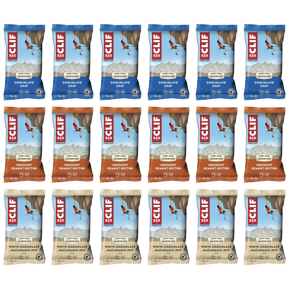 CLIF Bar ENERGY BAR Mixed Flavour Variety-Pack x 18 bars | Nutritional Bar | Source of Plant Based Protein | 18 bars x 68g