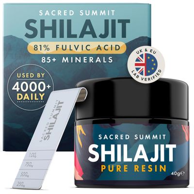 Sacred Summit Authentic Shilajit Resin 3 Months Supply, Pure, Vegan, Ethically Sourced, Rich in Fulvic & Humic Acid, Boosts Energy & Stamina