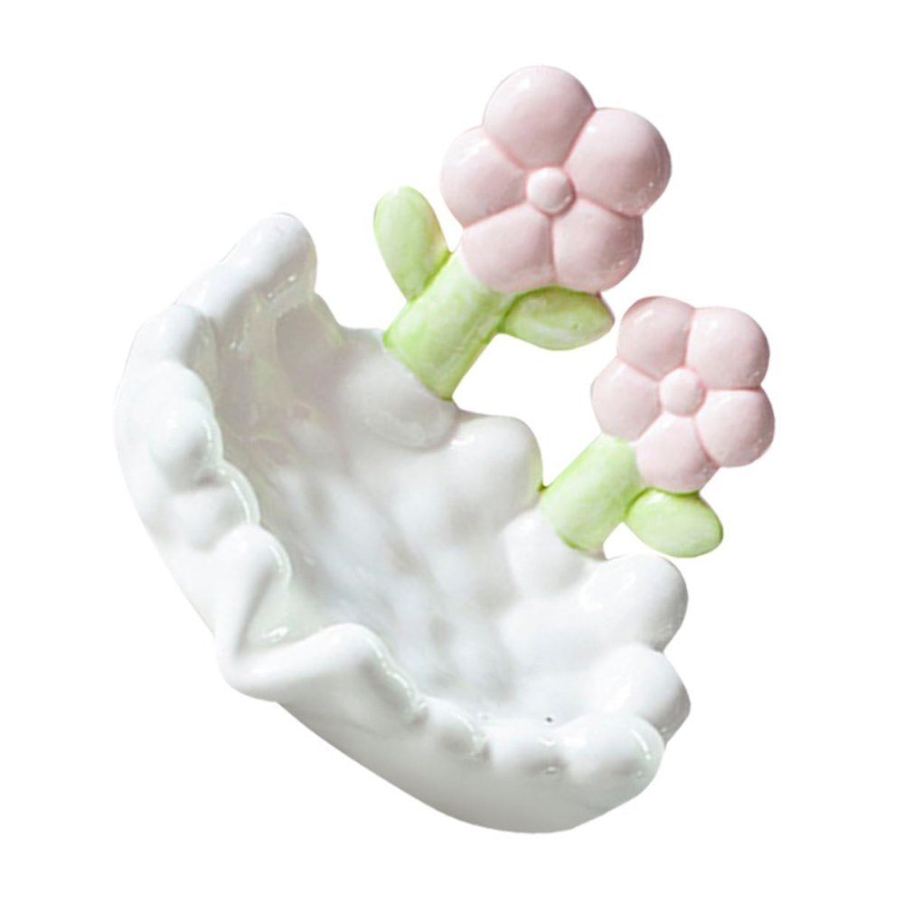 OUNONA Ceramic Soap Dish Non- Base Elegant Flower Design Soap Holder for Bathroom and Shower Functional Storage for Home Decor