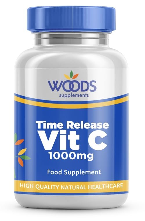 Vitamin C Time Release 1000mg (180 Tablets) from Woods Supplements | Timed Release for Steady Absorption | Suitable for Vegetarians & Vegans
