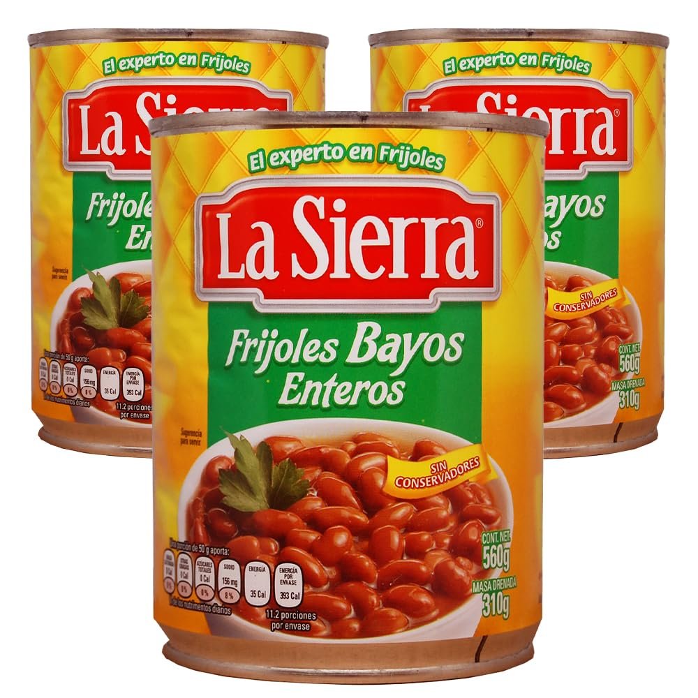 La Sierra Pinto Beans Whole 560g (Pack of 3) / Whole Pinto Beans, Mexican Frijoles Canned Beans with Chilli and Spices