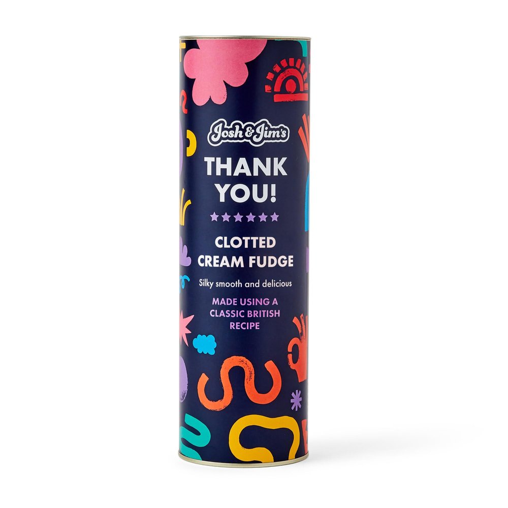 Josh & Jim's - 'Thank You' Clotted Cream Fudge Gift, Traditional Taste, Nut-Free, Vegetarian & Gluten-Free, Low-Salt, 300g