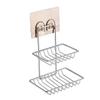 PRETYZOOM Stainless Steel Double Layer Soap Dish Rack Easy Install Non-slip Sturdy for Bathroom view 1