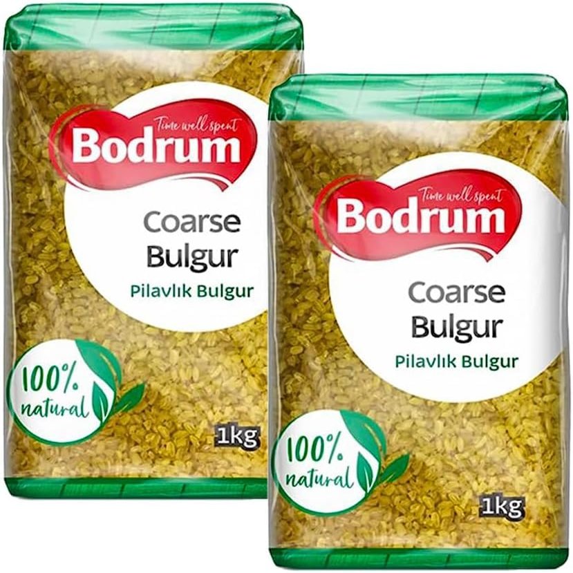 Bodrum Bulgur Wheat 1000g | 100% Natural Unique Texture and Flavor | Vegan & GMO Free | Make Delicious & Healthy Dishes with Fiber and Protein (2 Pack, Coarse Bulgur)