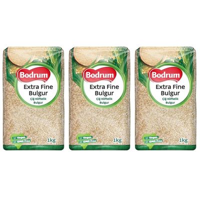 Bodrum Bulgur Wheat 1000g | 100% Natural Unique Texture and Flavor | Vegan & GMO Free | Make Delicious & Healthy Dishes with Fiber and Protein (3 Pack, Extra Fine Bulgur)