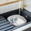 9L Litre Capacity, 32cm Square Washing Up Bowl High Grade Plastic Multiuse Washtub Sturdy Easy to Clean Kitchen Sink, Basin Mixing Bowl Organiser Household 32 X 32 X 15cm (Silver and Midnight Greyish) view 4