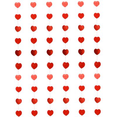 Zerodeko Valentine's Day Decor 6 Pack Heart Paper Garland 2. for Wedding Party Birthday