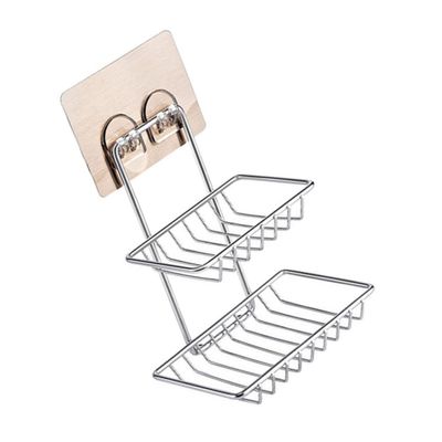 Zerodeko Space-saving Double Layer Soap Rack Stainless Steel No Drilling Wall Mount Soap Dishes
