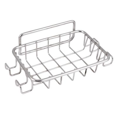 Zerodeko Punch-free Wall Mounted Household Soap Shelf with Stainless Steel Rack and Hook, Adhesive Bathroom Soap Dish Organizer for Shower and Sink Storage