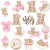 CANDY CHEF We Can Bearly Cupcake Toppers Bear Cupcake Toppers 48Pcs Teddy Bear Baby Shower Cake Toppers Pink Bear Theme Gender Revel Party Decorations for Bear Birthday Party Supplies view 1