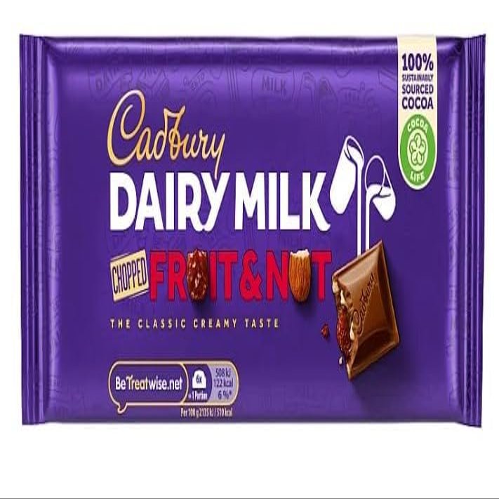 3 x Dairy Milk Fruit and Nut Chopped Chocolate Bar 95g Delicious Tasty And Twisty Treat Gift Hamper For Birthday,Christmas