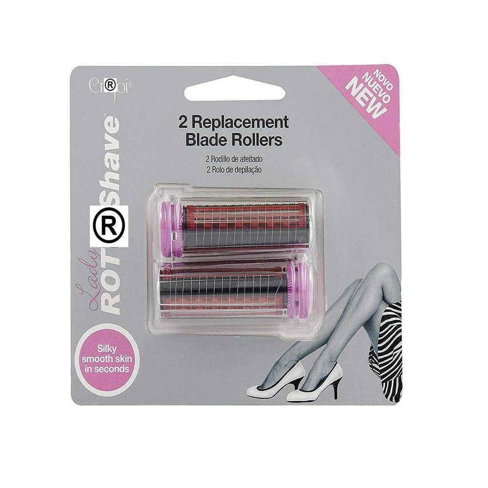 Emjoi Rotoshave/RotoBlade Replacement Blade Rollers | 9 Rotating Blades Remove Hair Safely & Quickly for Silky Soft Smooth Skin | Also Fits in Micro-Pedi | Pack of 2