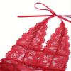 allribelly Women's Plus Size Lace Bodysuit Sexy Halter V Neck One-Piece Teddy Lingerie, Burgundy, 3XL view 3