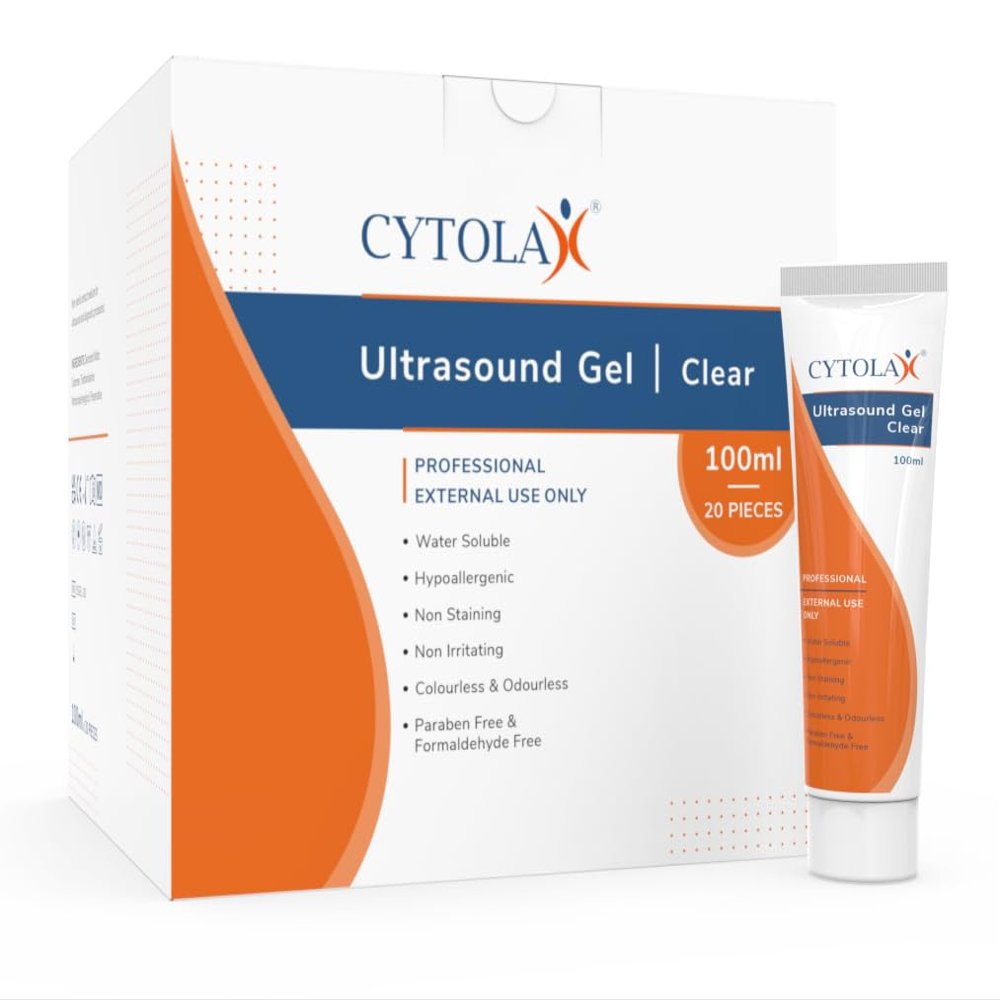 20pk 100ml Cytolax Ultrasound Gel Tube, Non-Sterile, Thick Clear | Conductive High Viscosity Clear Transmission Gel | Doppler Machine | Hypoallergenic Non Irritating Non Staining, UKCA CE Certified