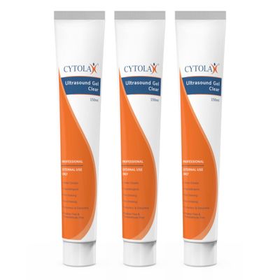 3pk 150ml Cytolax Ultrasound Gel Tube, Non-Sterile, Thick Clear | Conductive High Viscosity Clear Transmission Gel | Doppler Machine | Hypoallergenic Non Irritating Non Staining, UKCA CE Certified