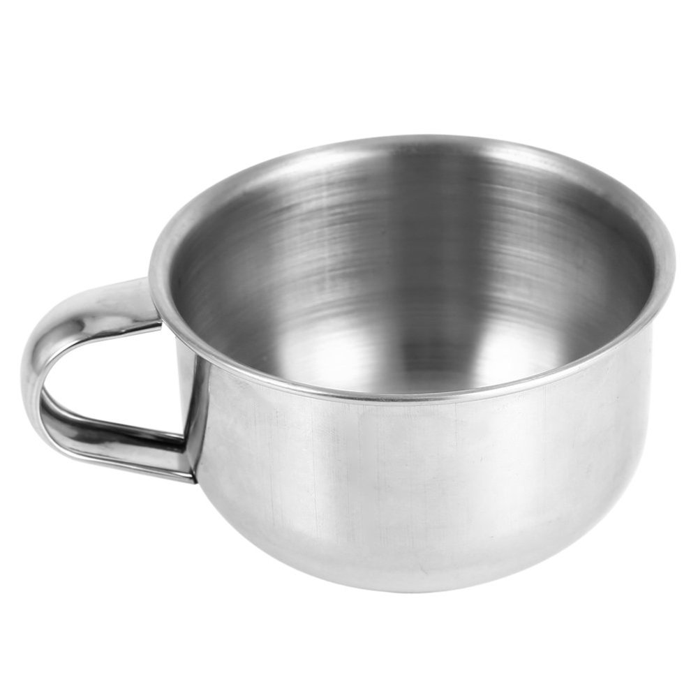 ANKROYU New Stainless Steel Metal Shaving Soap Cup, Men's Cleaning Tool, Shaving Bowl with Handle, Shaver Cleaning Foam Tool Suitable for Men's Shaving