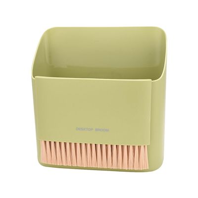 JSCARLIFE Small Broom and Dustpan Set, Portable Hand Whisk Broom Brush Mini Hanging Trash Can Soft Bristle Household Brooms with Dust Pan Combo Set for Cleaning Home, Kitchen and Desktops (Green)