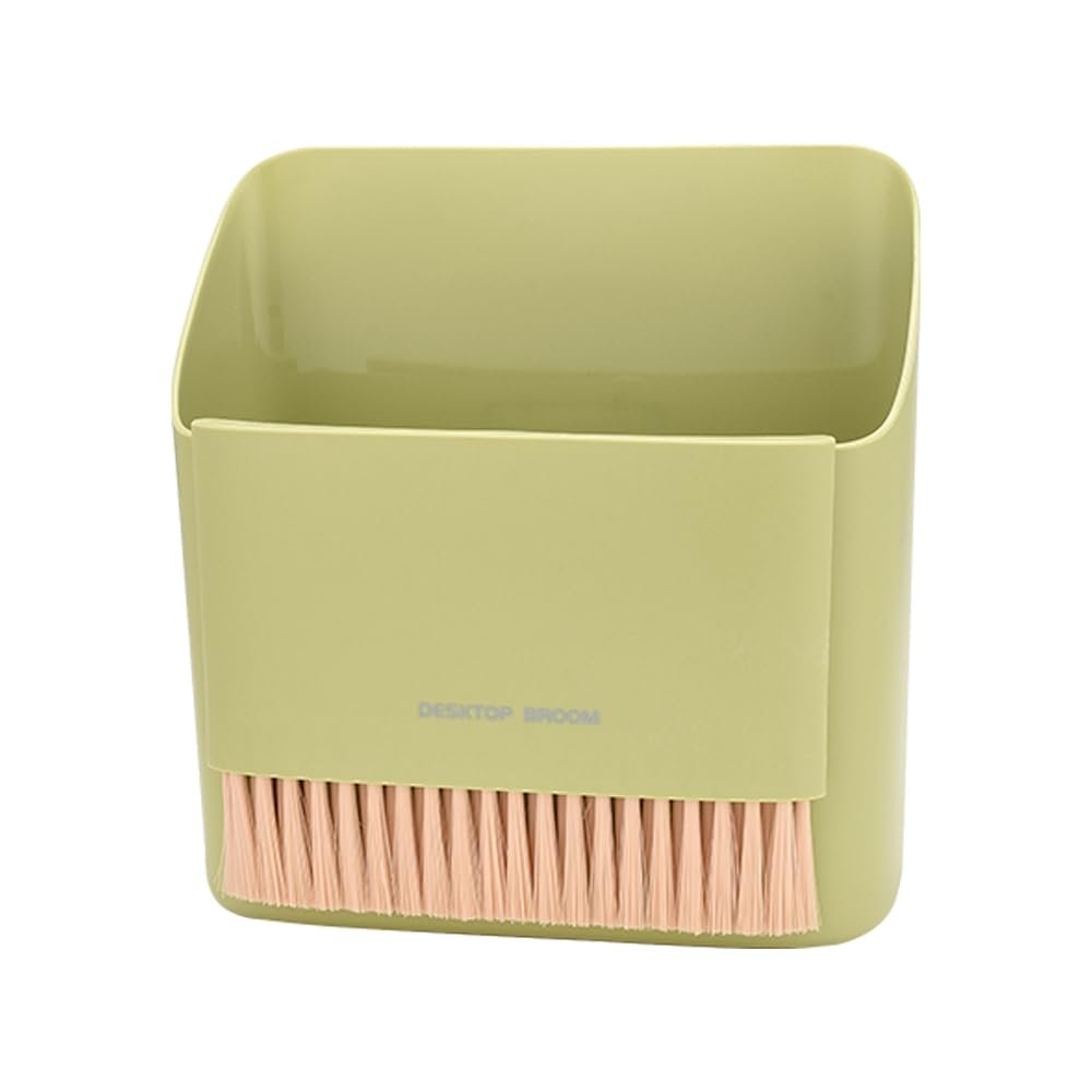 JSCARLIFE Small Broom and Dustpan Set, Portable Hand Whisk Broom Brush Mini Hanging Trash Can Soft Bristle Household Brooms with Dust Pan Combo Set for Cleaning Home, Kitchen and Desktops (Green)