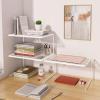 Kitchen Cabinet Organizer, Pantry Shelves Stackable Kitchen Counter Shelf Organizer White Metal Kitchen Storage Shelves for Plates Bowls(L) view 2