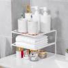 Kitchen Cabinet Organizer, Pantry Shelves Stackable Kitchen Counter Shelf Organizer White Metal Kitchen Storage Shelves for Plates Bowls(L) view 4