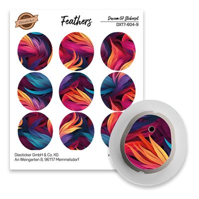 Dexcom G7 Sensor Stickers, Set of 9 Feathers Stickers for Sensors Diasticker
