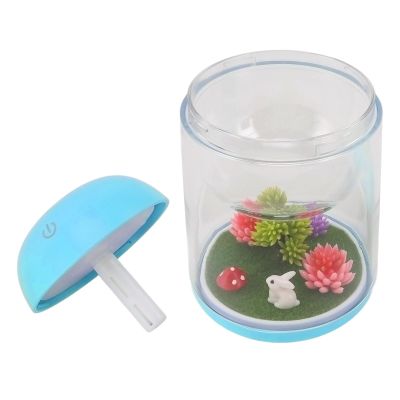 Mini Humidifier, ABS 180ML 2 in 1 Essential Oil Ultrasonic Micro Landscape Humidifier with Large Spray Volume for Bedroom (Blue)