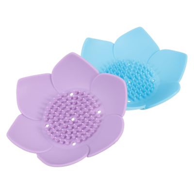 LABRIMP 2pcs Bathroom Soap Holder Countertop Soap Dish Silicone Tray Drainage Easy to Clean