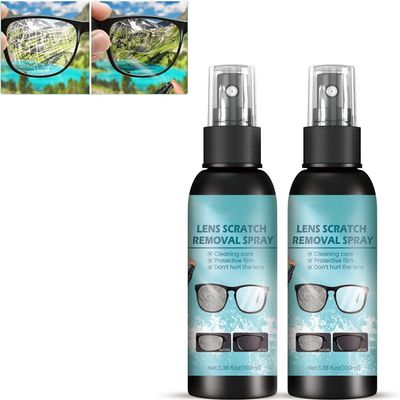 2023 Eyeglass Lens Scratch Removal Spray, Eyeglass Glass Scratch Repair Solution, Eyeglass Cleaning Spray, Eyeglass Cleaning Tools for Lenses Screens (2pcs)