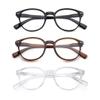 OuShiun Reading Glasses Blue Light Blocking, Spring Hinges Round Readers Glasses for Men Women Lightweight Frame/Anti Glare/Anti Eyestrain/UV protection (Black/Brown/Clear,3.0) view 1