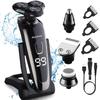 Electric Razor for Men Shaver Rechargeable 100% Waterproof Rotary for Shaving with Nose Trimmer Sideburns Trimmer Face Cleaning Brush view 1
